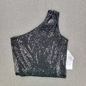 Dress the Population S Black Sequin One Shoulder Lined Top